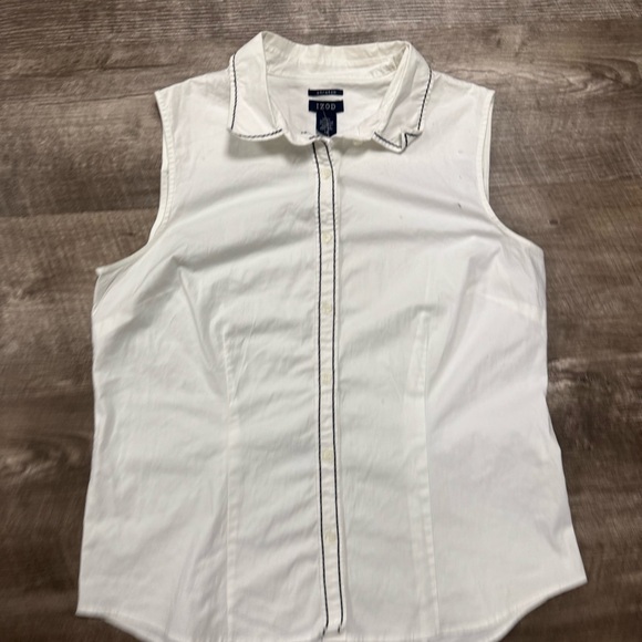 Izod Tops - Izod White Button Front Sleeveless Top Size 14